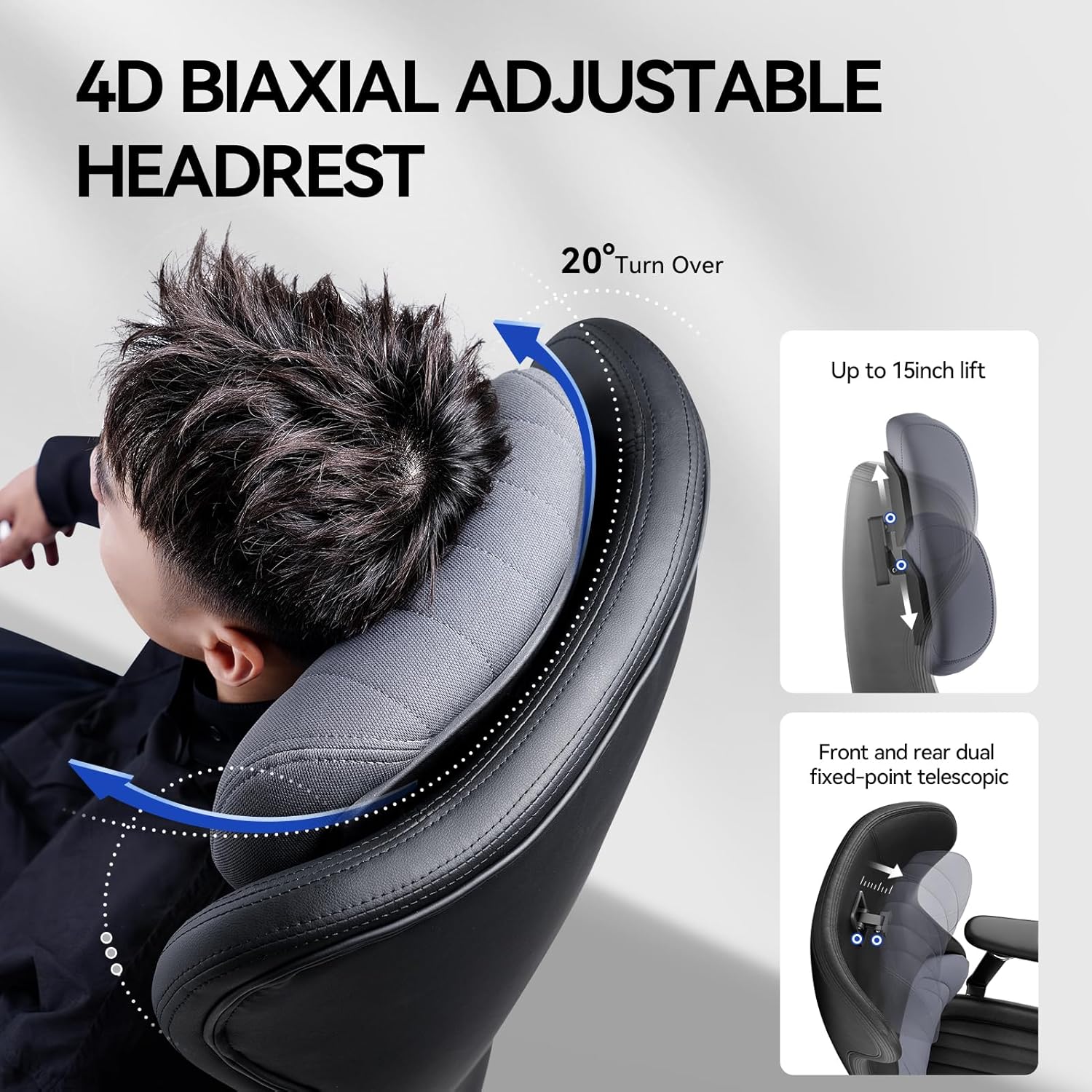 EMIAH Ergonomischer Bürostuhl, Schreibtischstuhl mit Fußstütze aus PU Leder, Verstellbare Armlehnen Compute Stuhl, mit Heizung und Massage, Chefsessel mit Kopfstütze und Lendenwirbelstütze, Schwarz FS6194690