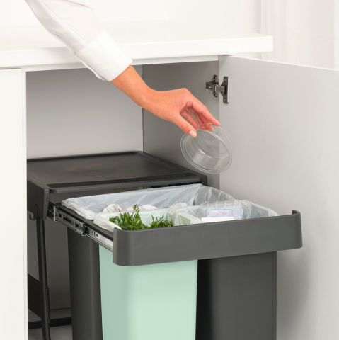 Sort&Go Inbouwemmer, 10 10 20 liter - Dark Grey