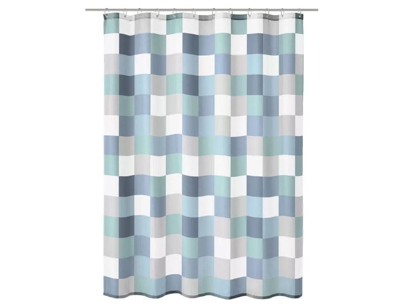 Kleine Wolke Duschvorhang Check 240 x 180 cm, Blaugrau/Grau Duschvorhang aus Polyester