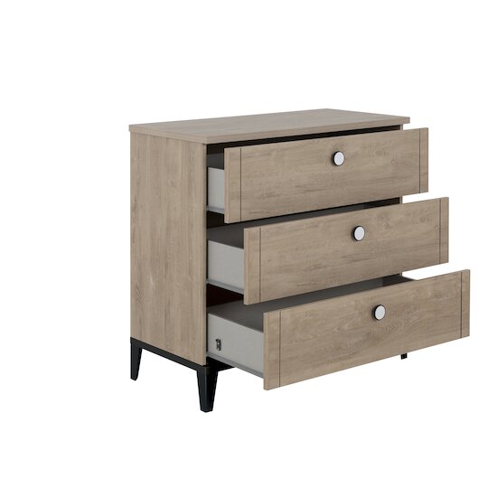 Marcel commode 3 tiroirs    Chêne blond/Noir        de               Galipette
