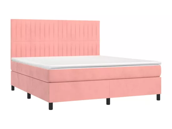 Sommier tapissier avec matelas et LED Rose 180x200 cm Velours