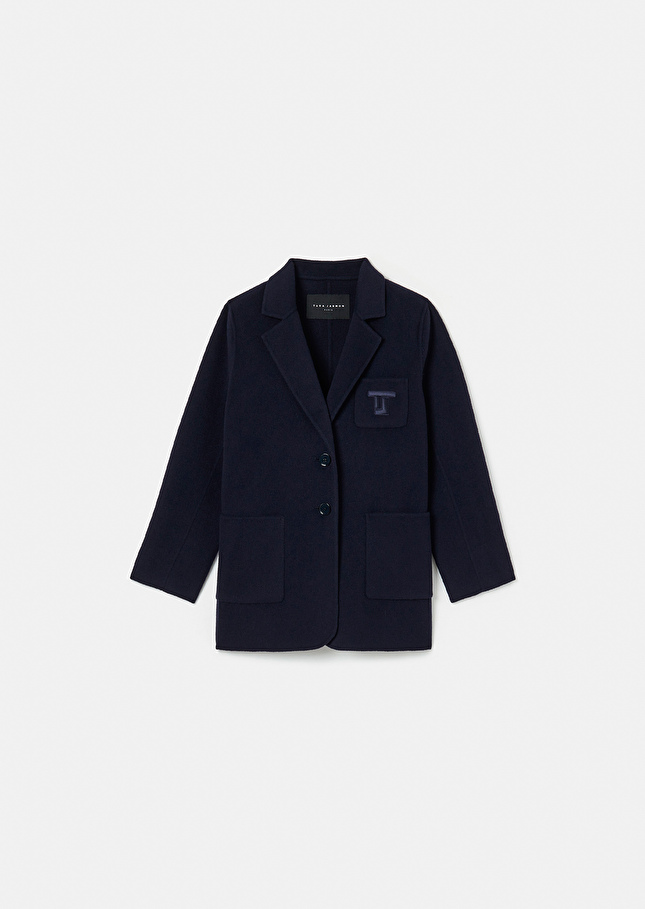 Veste Virgiliobleu nuit en laine double face