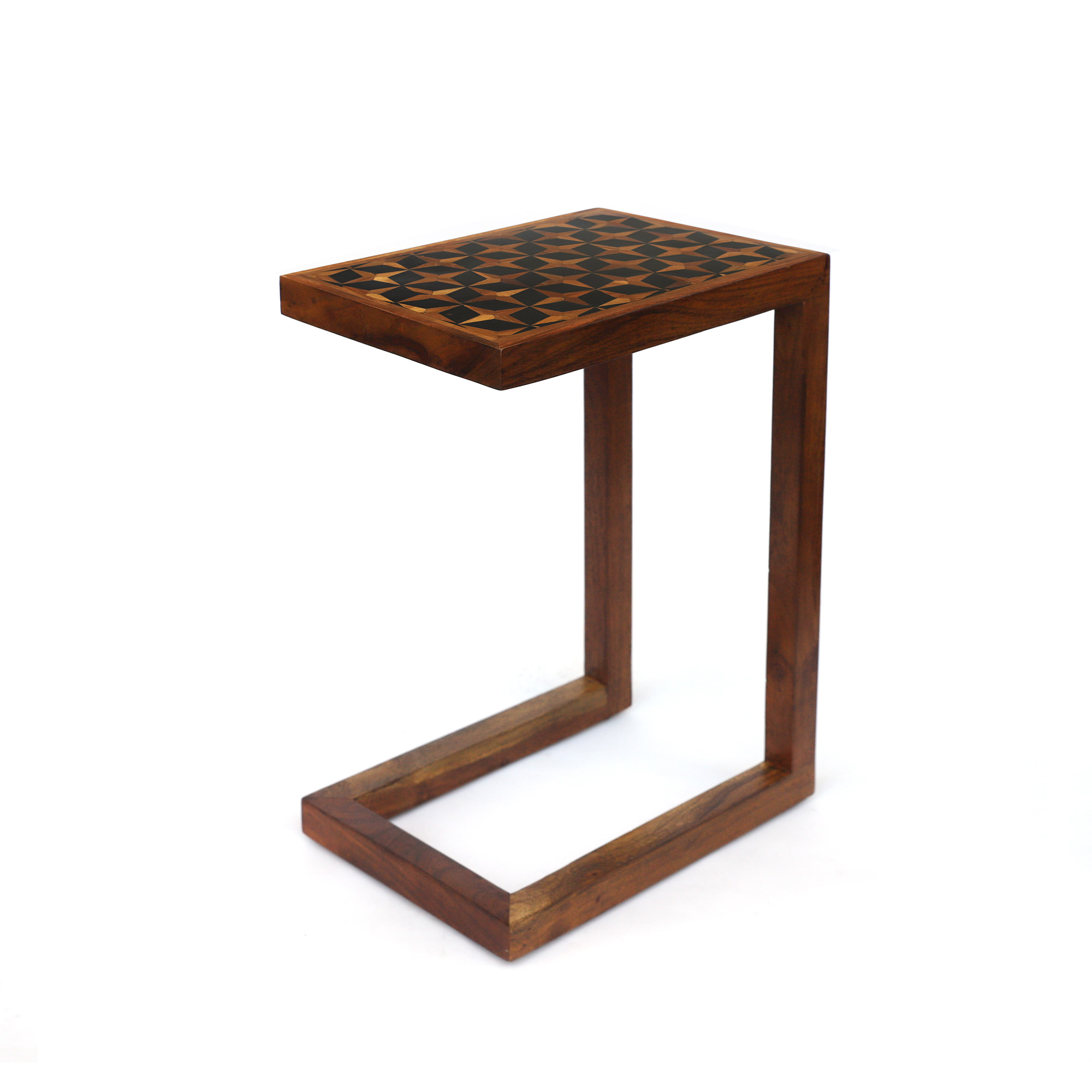Sofa-Beistelltisch mit Intarsien, H 60 cm, B 42 cm, L 28 cm von fischer's lagerhaus