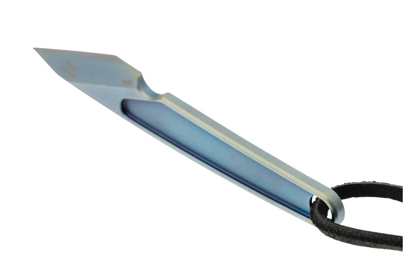 CRKT HangTi Kiridashi 7065 Blue Titanium Nitride Titanium, nekmes, Richard Rogers design