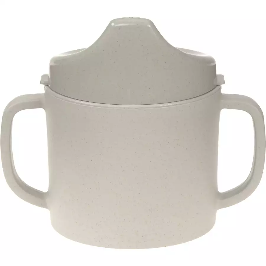 LÄSSIG Trinklernbecher mit Henkel Uni warm grey