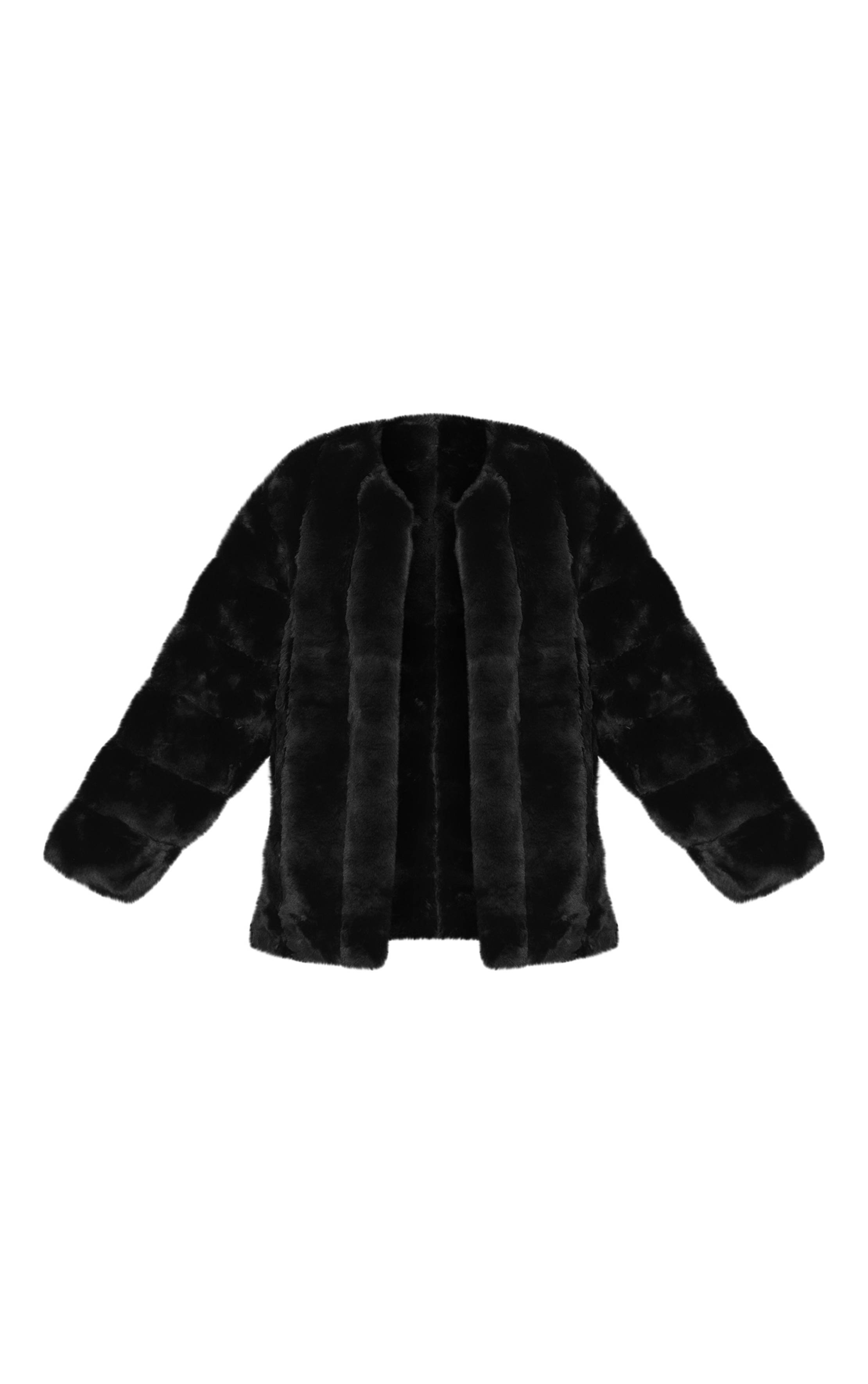Noir Manteau Vertical En Synthétique Matelassé À Bulles