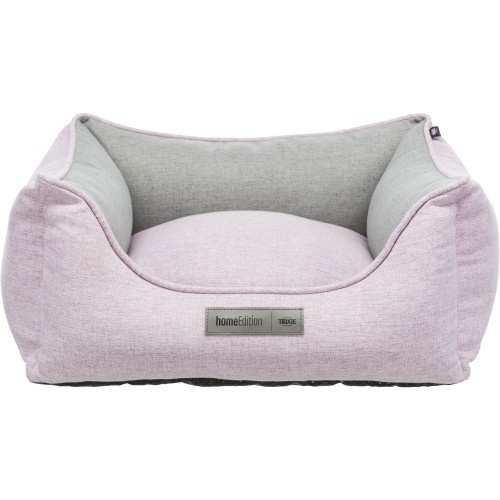 Cama de lona rosa e cinza Trixie para cães.
