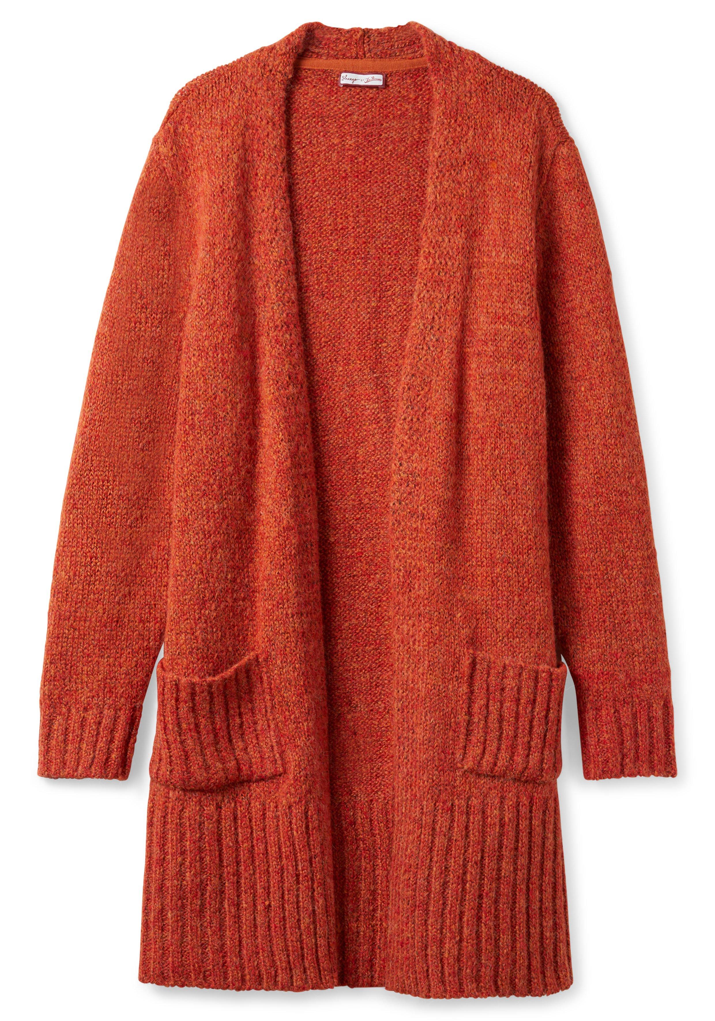 Verschlusslose Longstrickjacke in melierter Optik