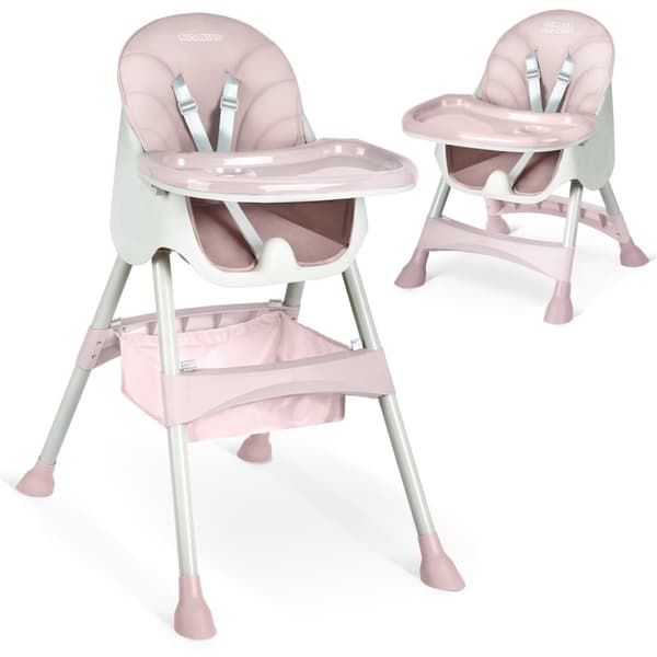 Rosa spisestuestol med bord for babyer - Milo