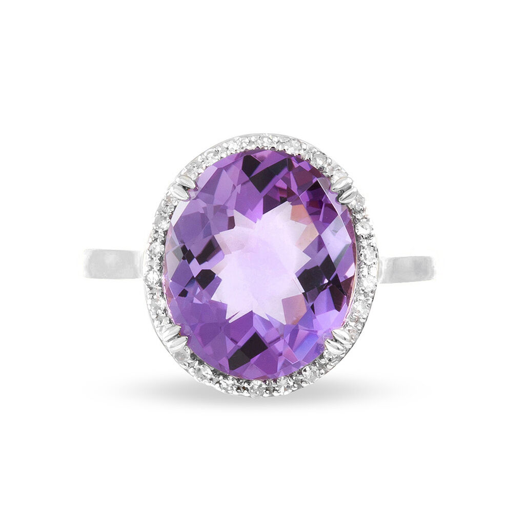 Bague Anna Or Blanc Amethyste Et Diamant
