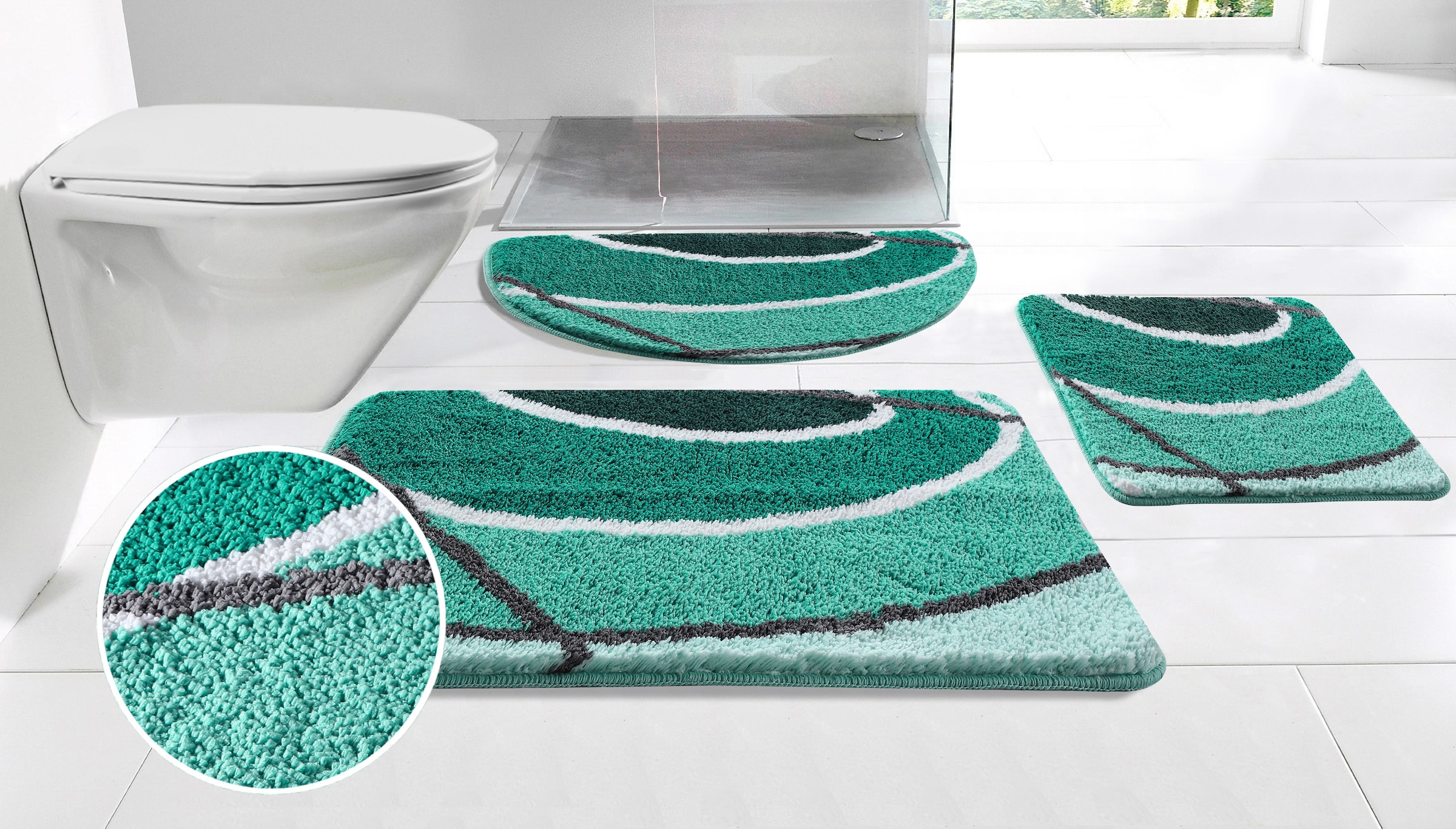 my home Badematte »Juna mit Muster, Badvorleger, Badezimmer Teppich, Duschvorleger« Höhe 20 mm rutschhemmend beschichtet strapazierfähig besonders weich, Design, Badematten, Badteppich