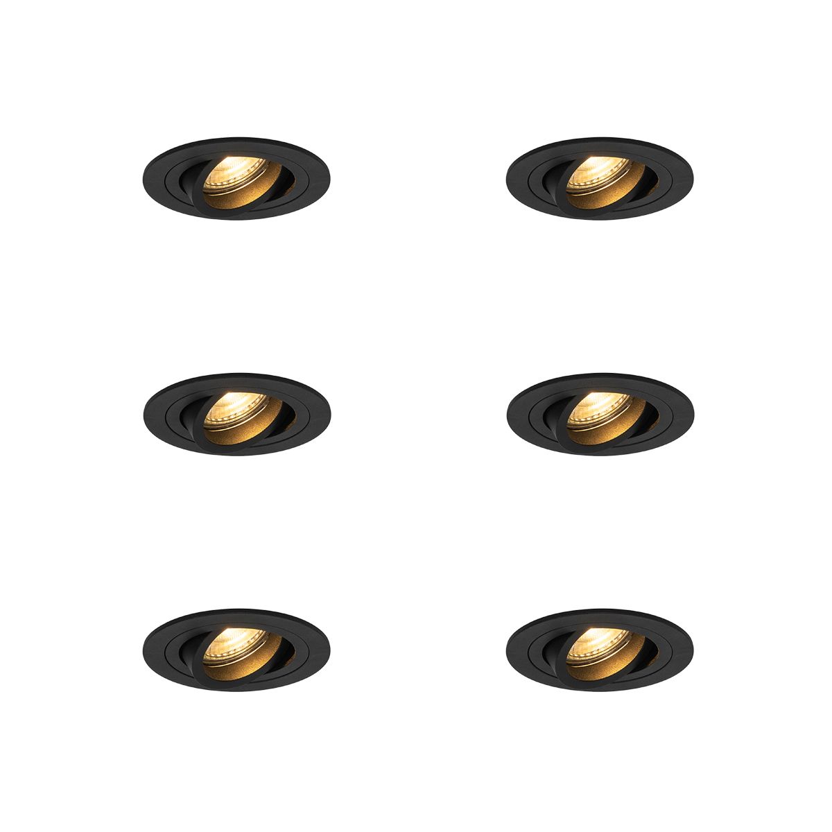Set van 6 Moderne inbouwspot zwart - Rondoo