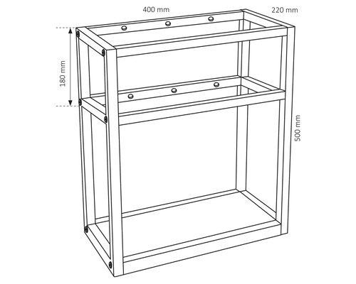 HURA L beugel 40 x 50 x 22 cm zwart 38.005.99