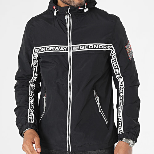 Veste Zippée Capuche A Bandes Noir