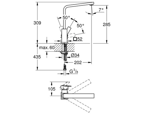 Grohe Quickfix keukenkraan SAIL chroom 31393000