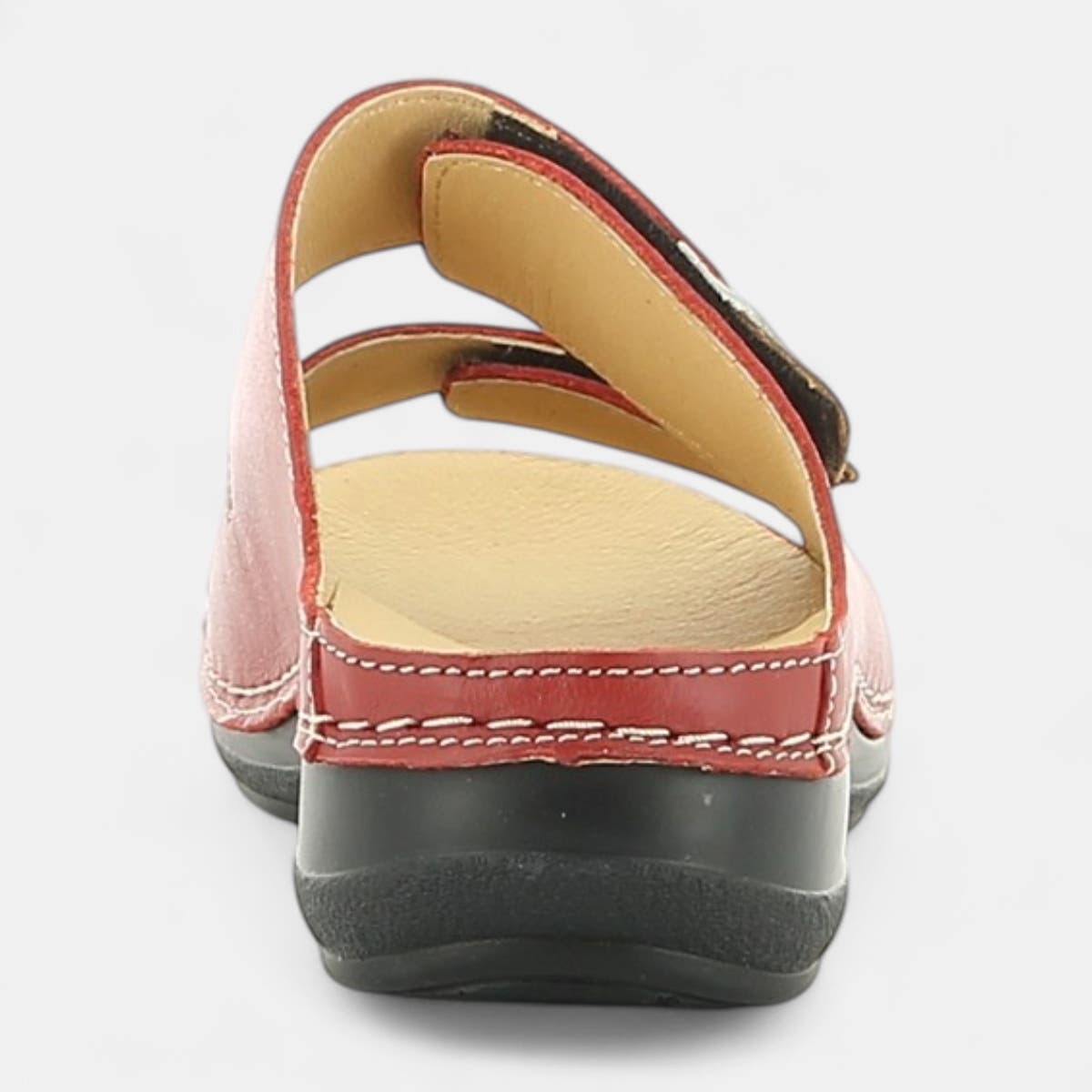 Nu-pieds confort Femme en cuir rouge