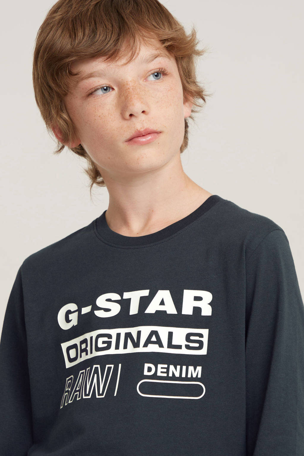 G-STAR longsleeve t-shirt l\s regular donkerblauw/wit