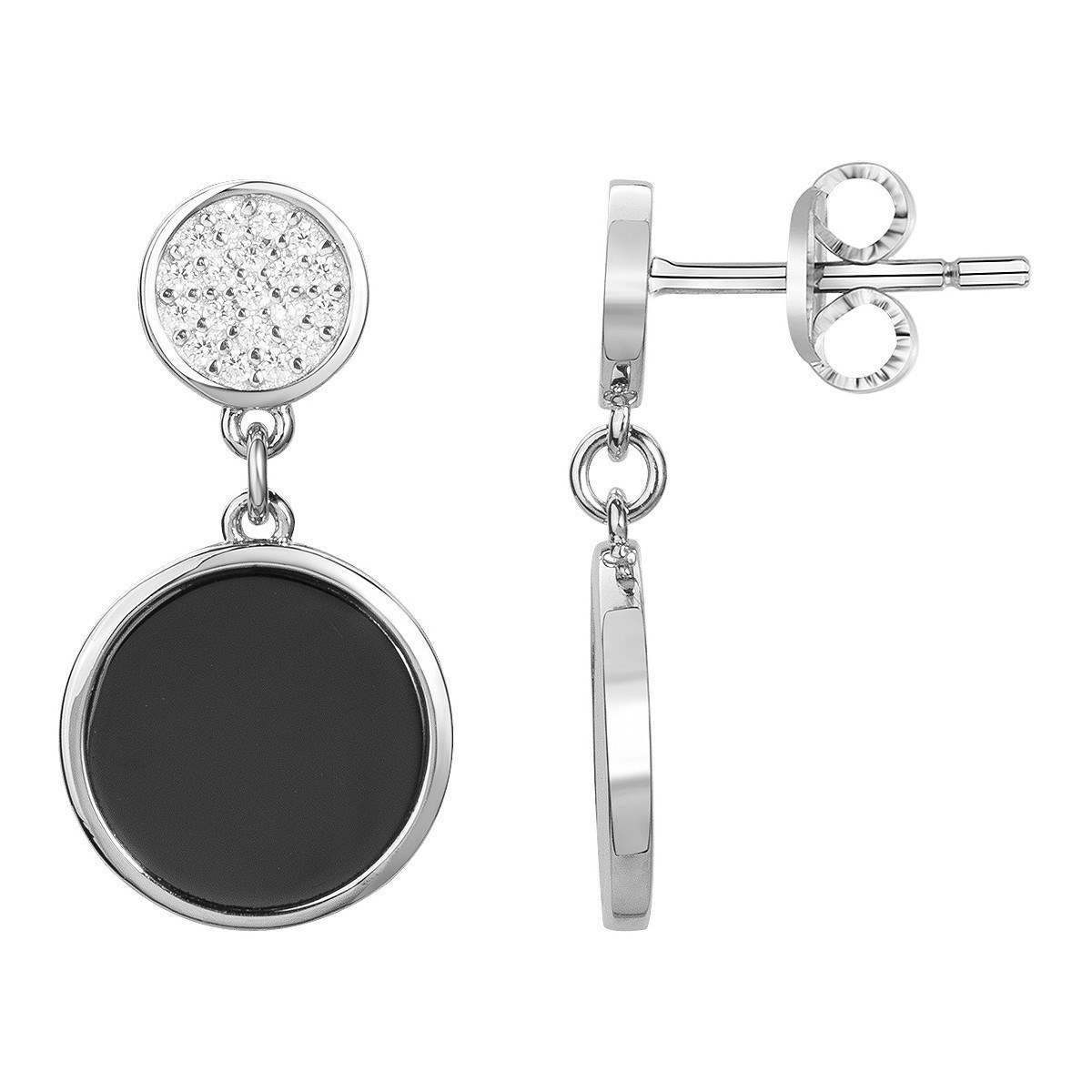 Boucles d'oreilles pendantes en Argent 925 millièmes et céramique - blanc brillant