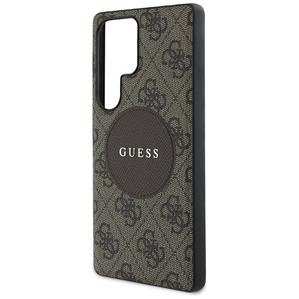 Samsung Galaxy S25 Ultra Leder Hardcase Hülle 4G Round Patch Logo MagSafe-Modul (GUHMS25LP4PGRSGW) - Braun