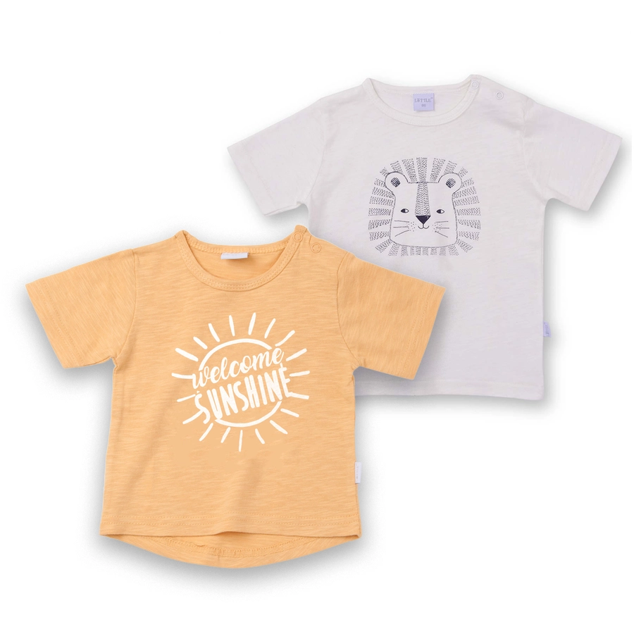 LITTLE T-Shirt Savannah Doppelpack sandoffwhite
