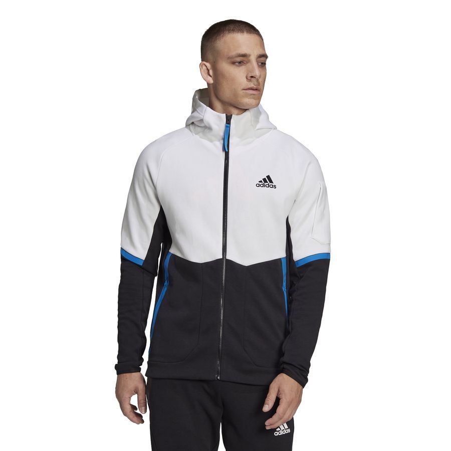 adidas Sweat à Capuche Designed for Gameday Full Zip - Blanc/Noir