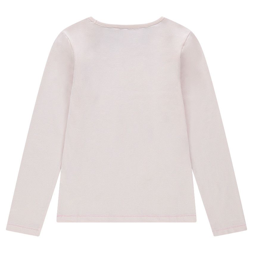 Junior - Tee-shirt manches longues en jersey uni avec bouche printée pailletée - Rose