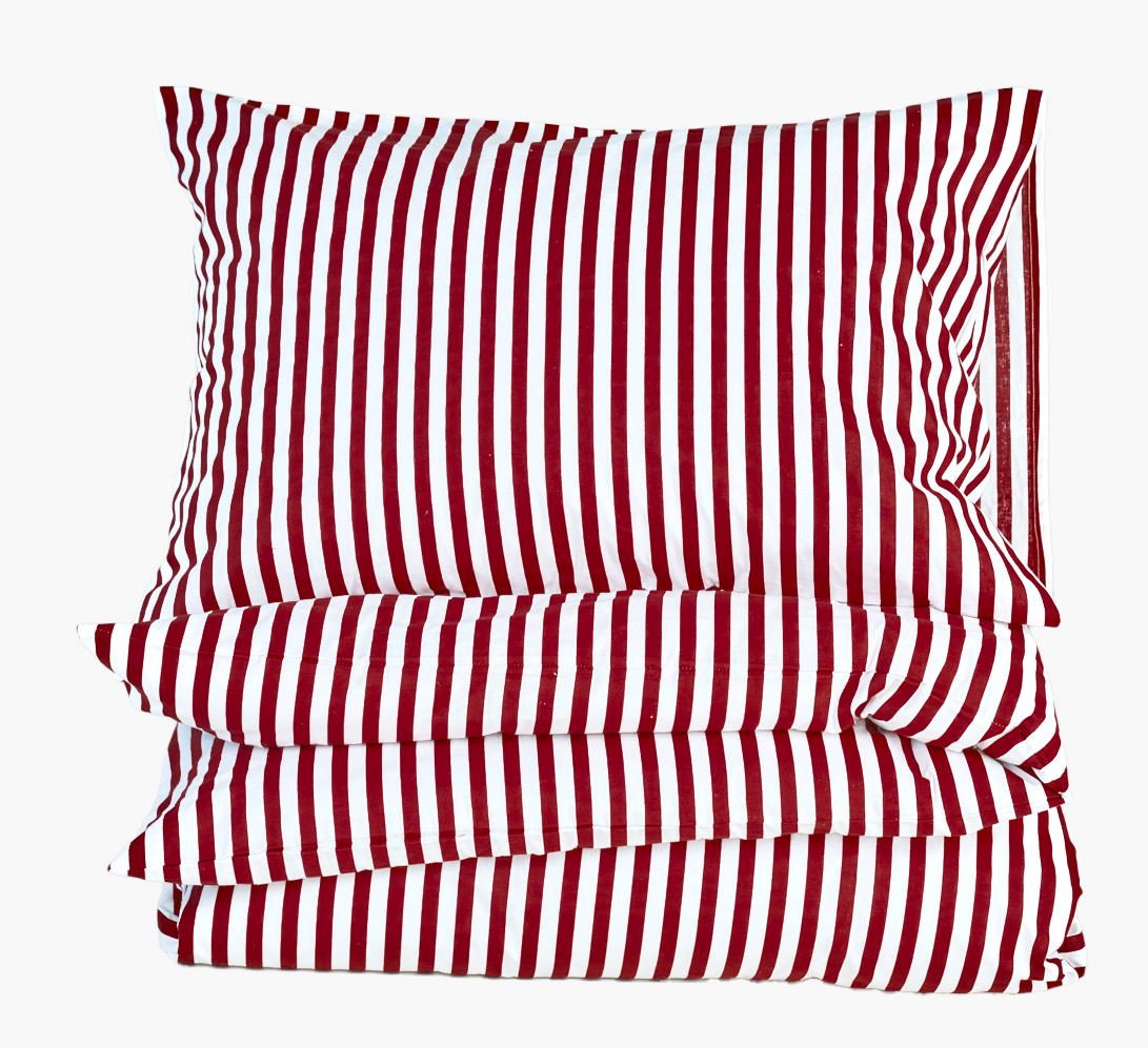 Bomull sengesett rød - 140x220 cm
