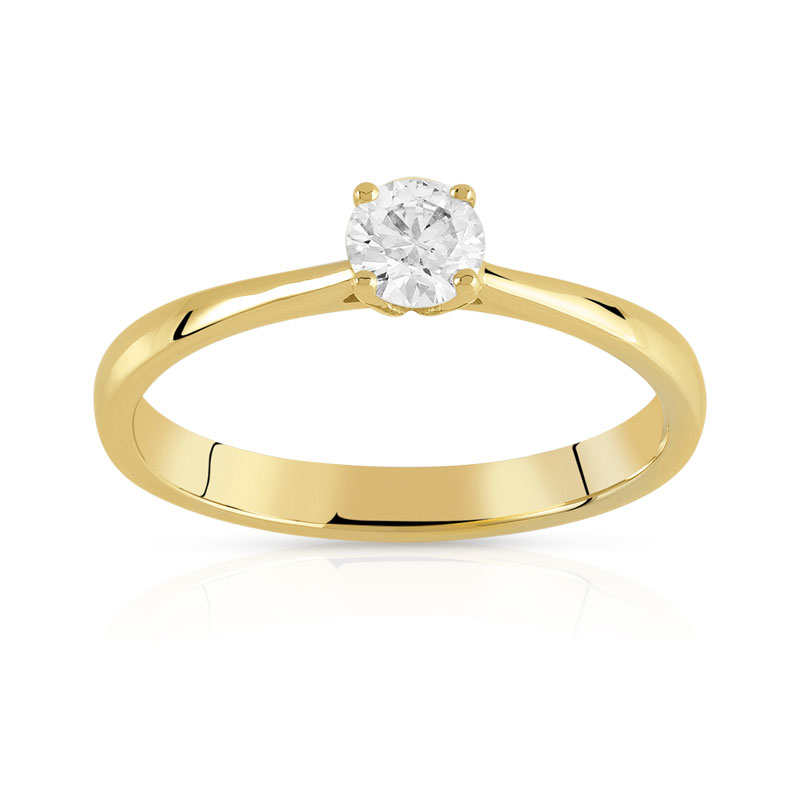 Solitaire or 750 jaune diamant 0,25 carat