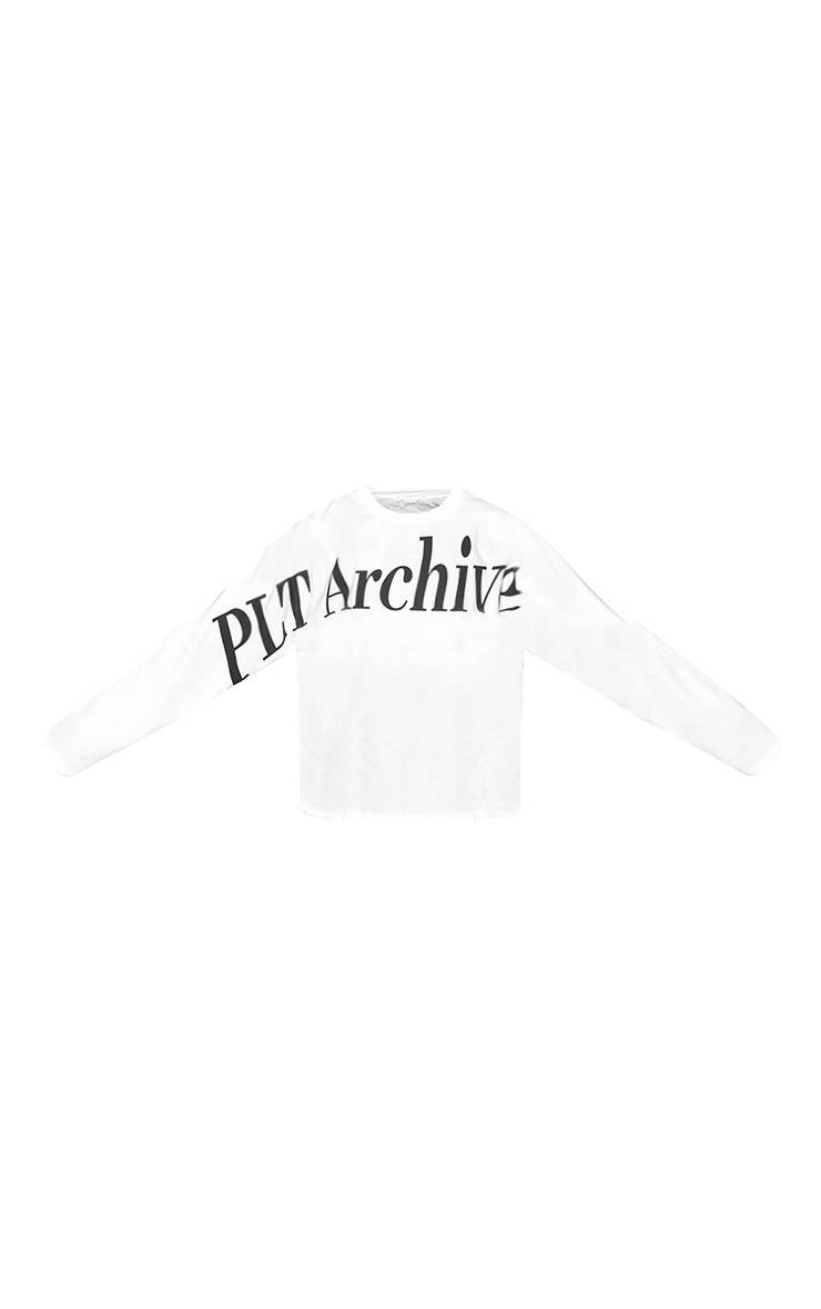 Blanc Haut À Manches Longues Oversize En Coton Avec Motif Graphique