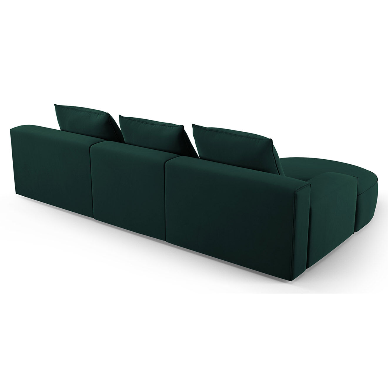 Mazzini Sofas Canapé d'angle gauche arrondi en velours Ivy 5 Places vert foncé - 285x180x89 cm