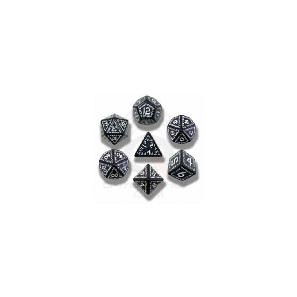 Set de Dés Runique Noir et Blanc