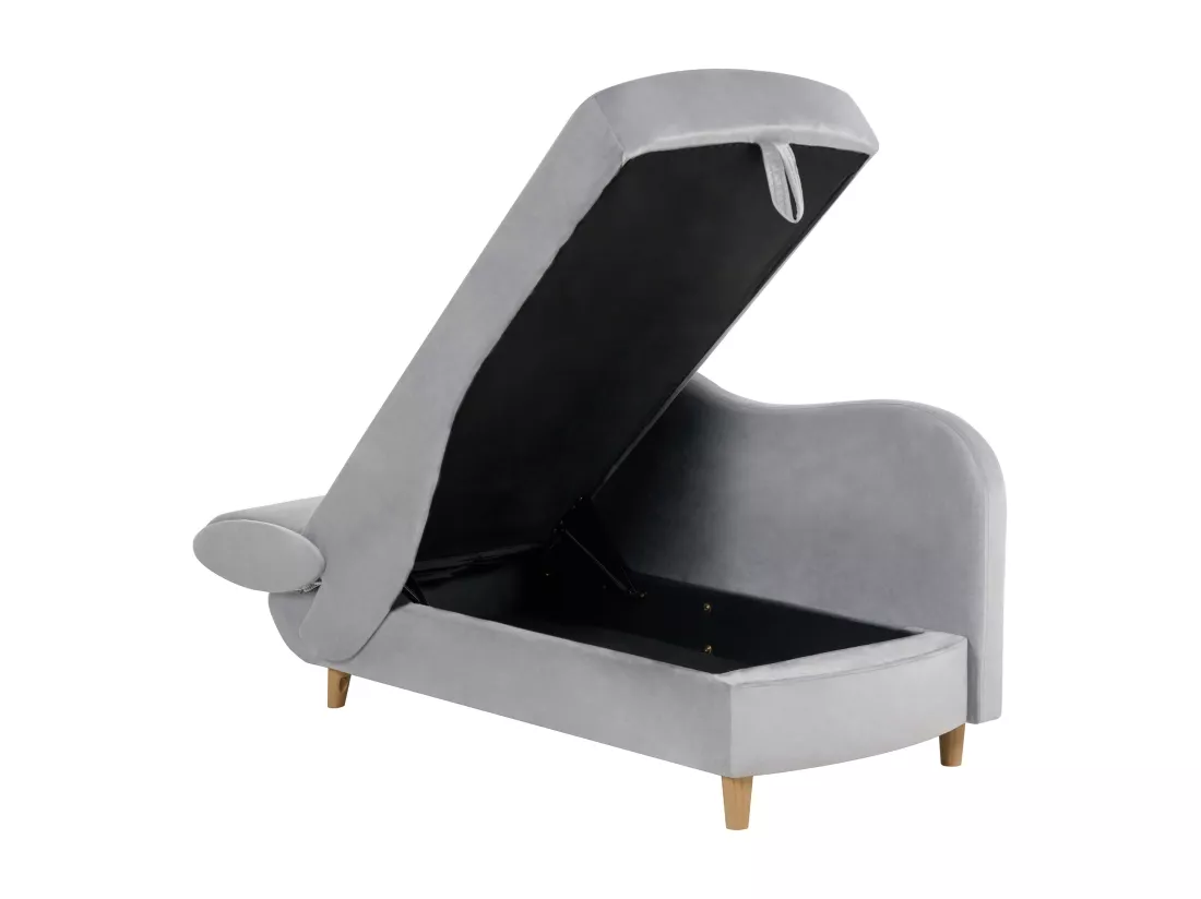 Chaise longue côté droite en velours gris clair MERI II