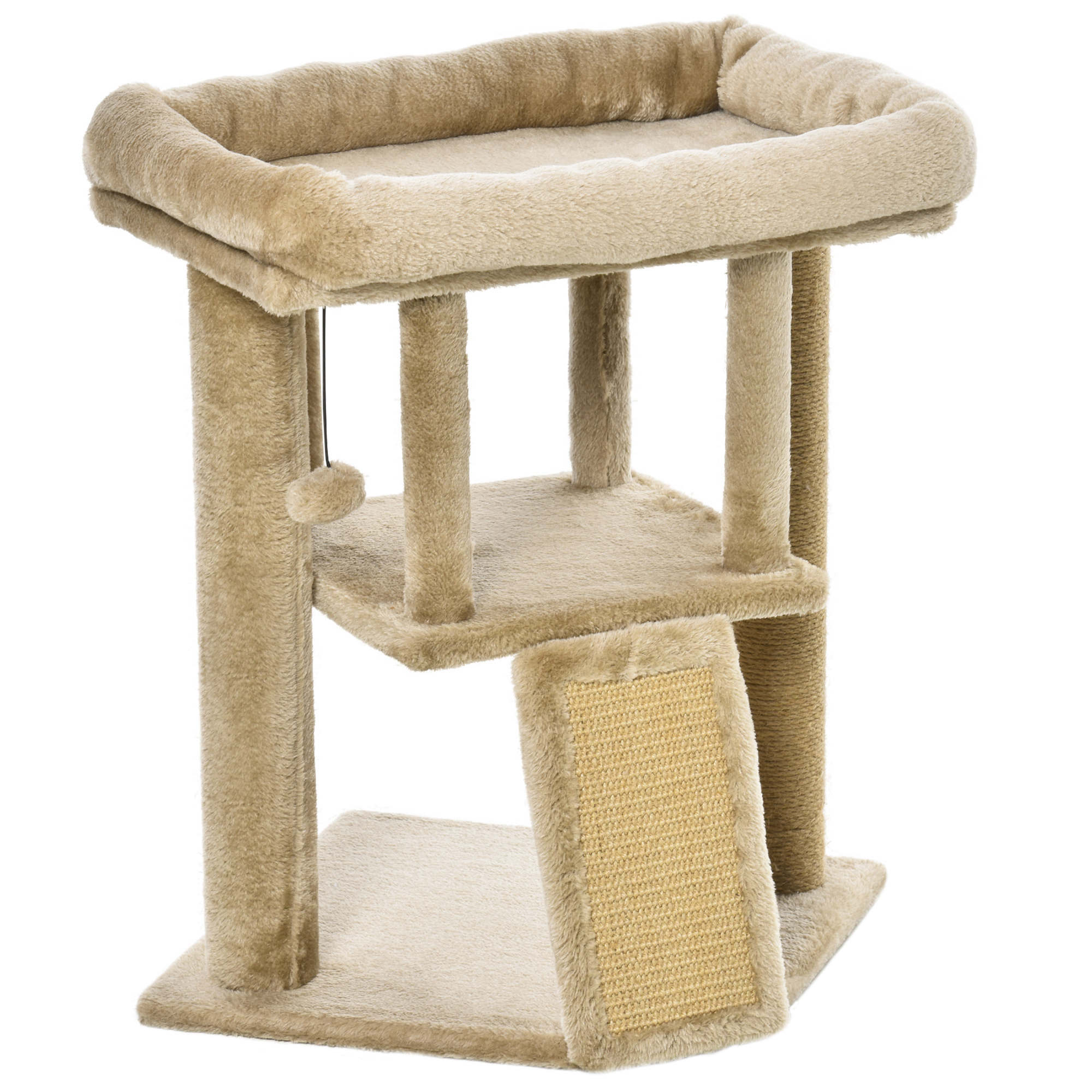 PawHut Katzenbaum mit Kratzbrett, Spielball und Häuschen 40 x 40 x 57 (BxTxH)