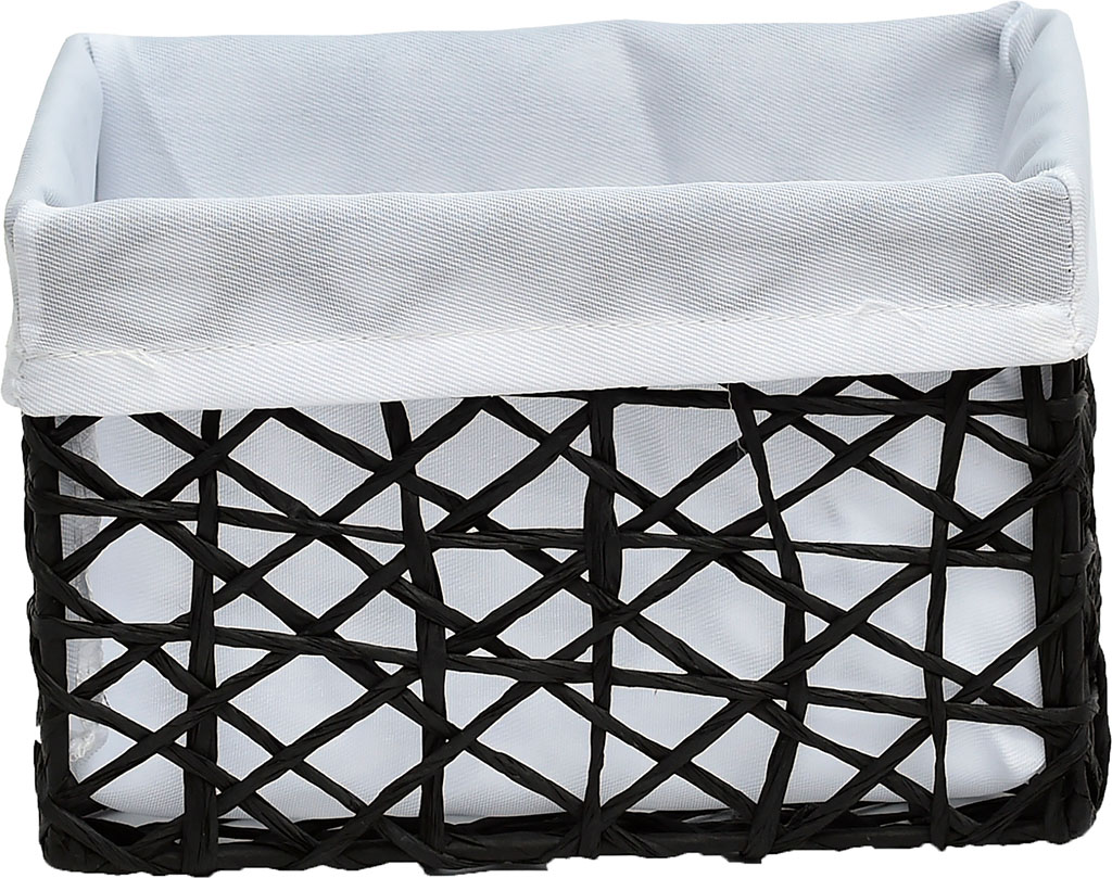 Panier papier noir tissu blanc 19x12x15cm