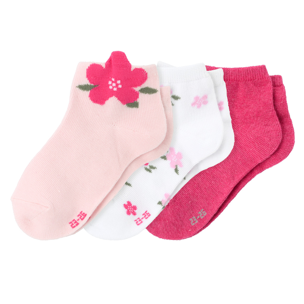 Topolino 3 Paar Mädchen Sneaker-Socken im Set rosa / weiss / beere