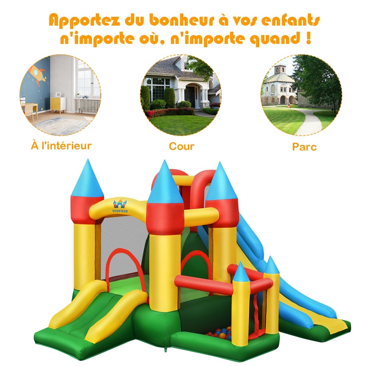 Château Gonflable avec Souffleur pour Enfants de 3 à 10 Ans avec Plusieurs Types de Jeu Différents 330 x 300 x 210 cm - Lidl-Manfred