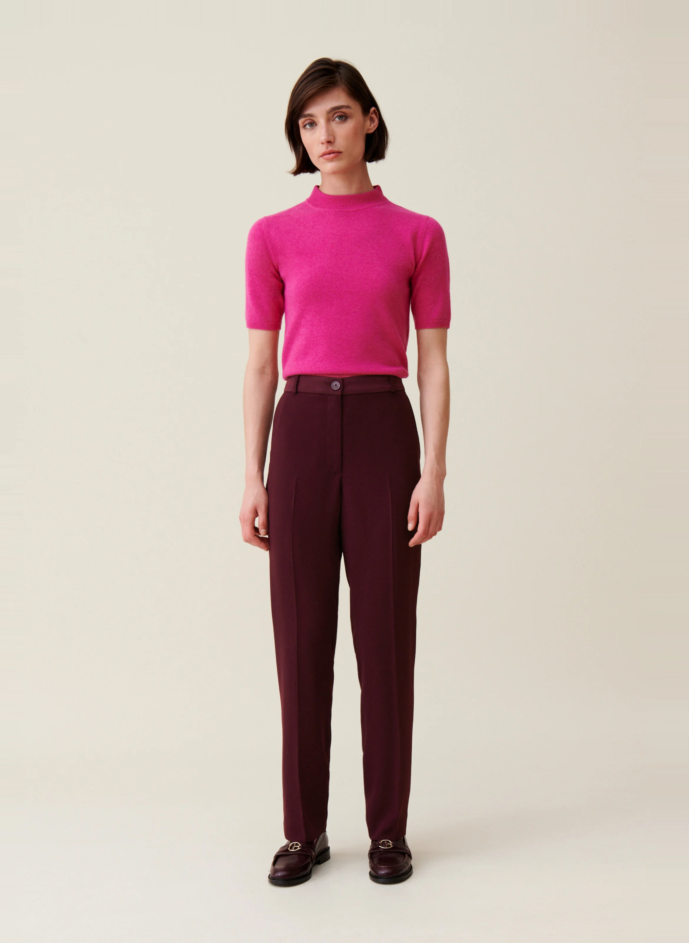 Pantalon droit à plis | Rouge