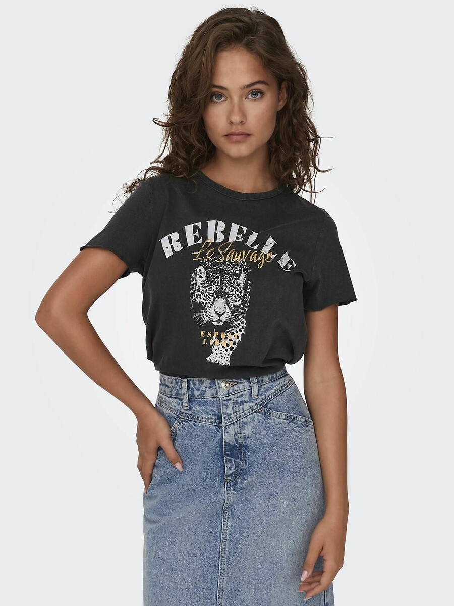 SOMENTE<br>Camiseta com gola redonda e estampa