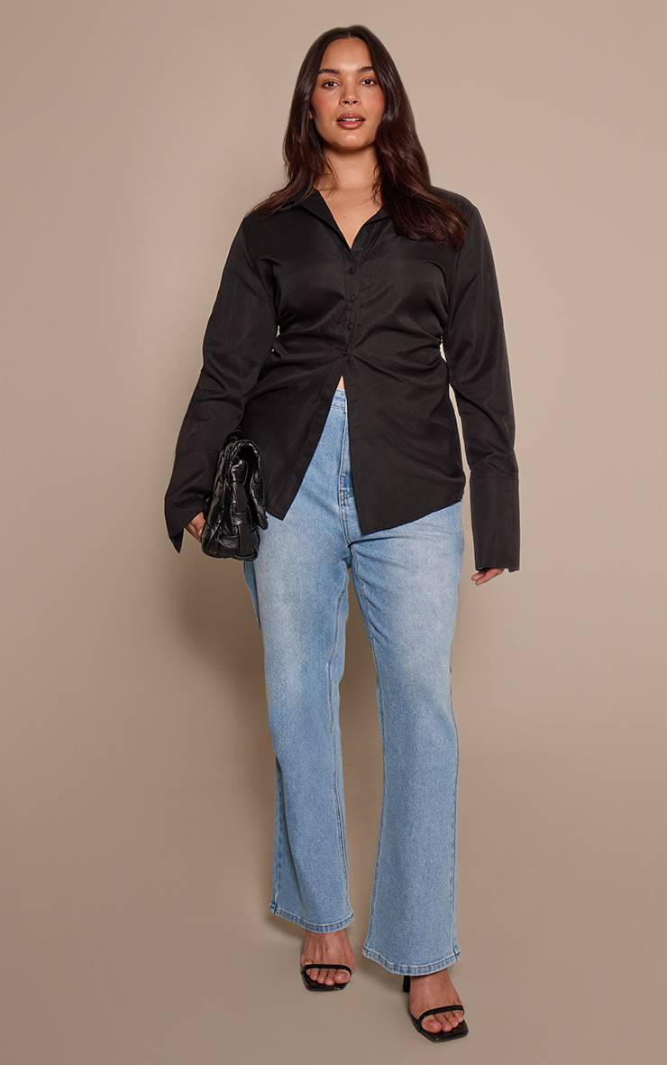 Noir Chemise Cintrée Asymétrique Blanche Grande Taille