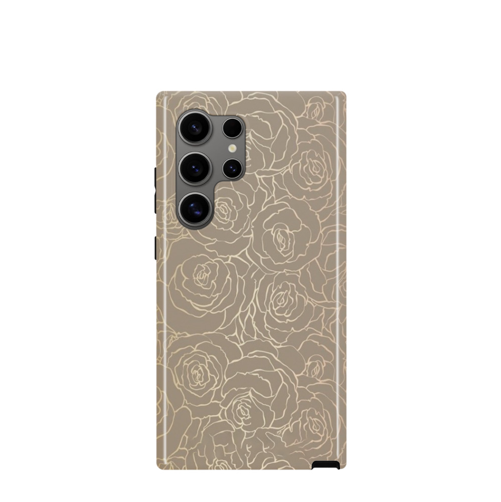 Samsung Galaxy S24 Ultra Hybrid (Kunststoff / Gummi) Hülle Rosenzauber 2 - Gold