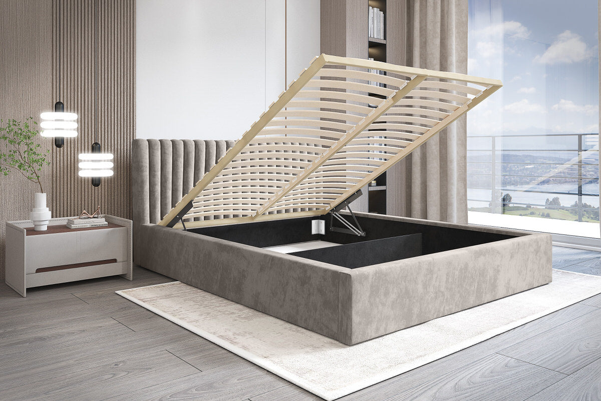 Trae Mobler Vegas 140 x 200 cm Gestoffeerd Bed Grijs