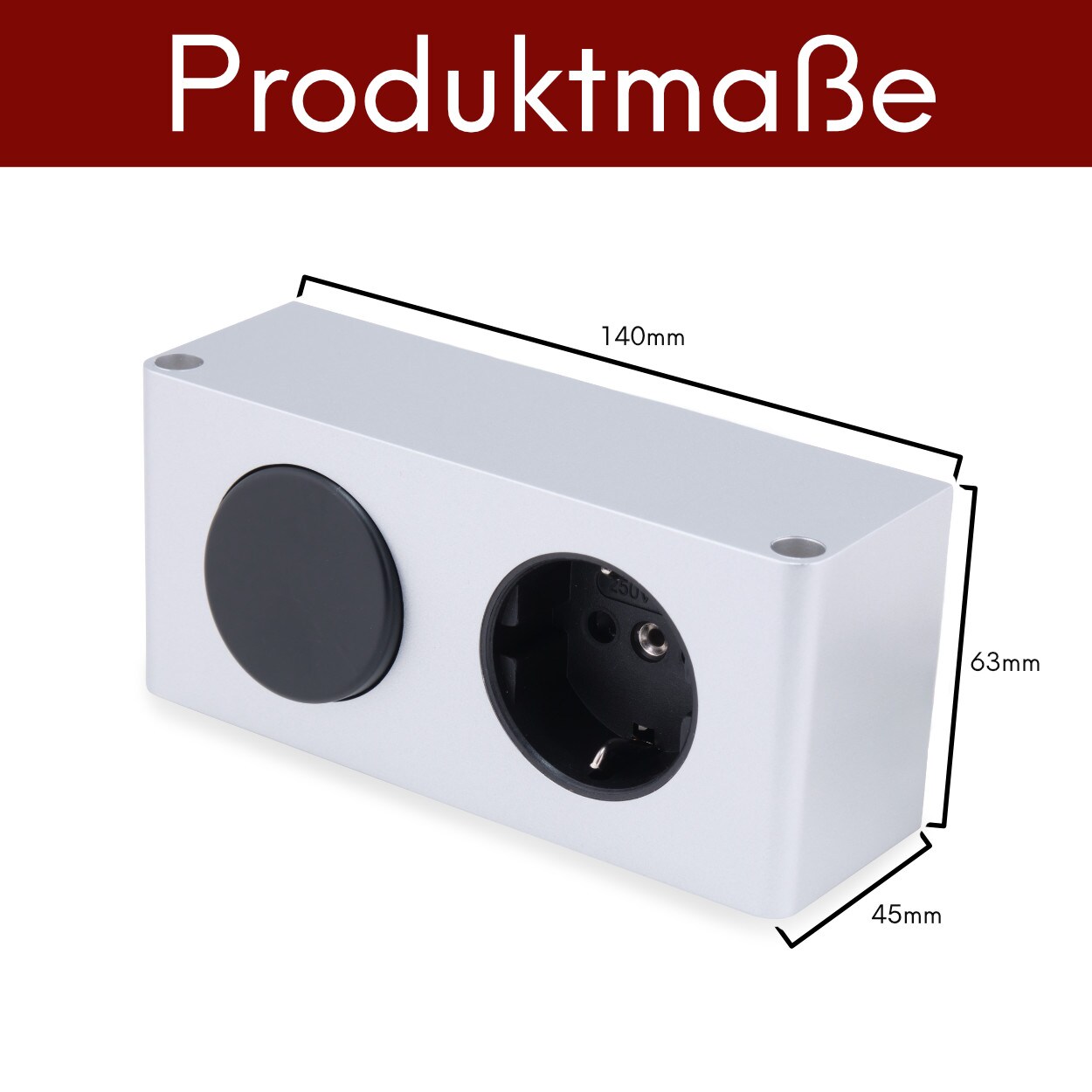 kalb | 10W LED-Netzteil 12V DC zum Einbau in Möbel mit 230V Steckdose und Schalter, Kombibox, Powerbox, LED-Trafo, Silbergrau