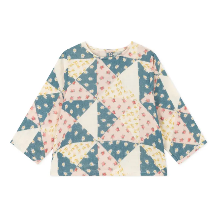 Petit Bateau Blouse Gaze de Coton Façon Patchwork Bébé | Ecru