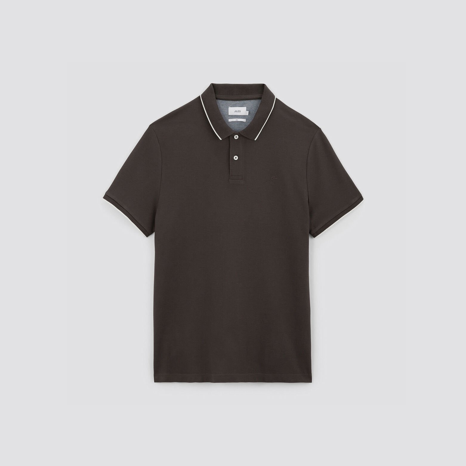 Polo manches courtes uni coton piqué Marron