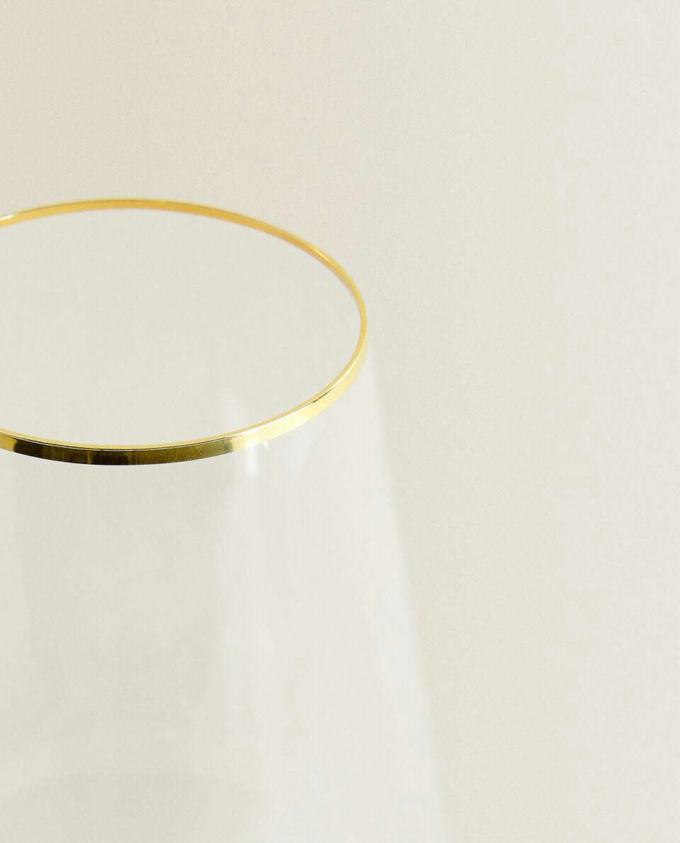 Taça de vinho Bohemia Crystal com borda dourada