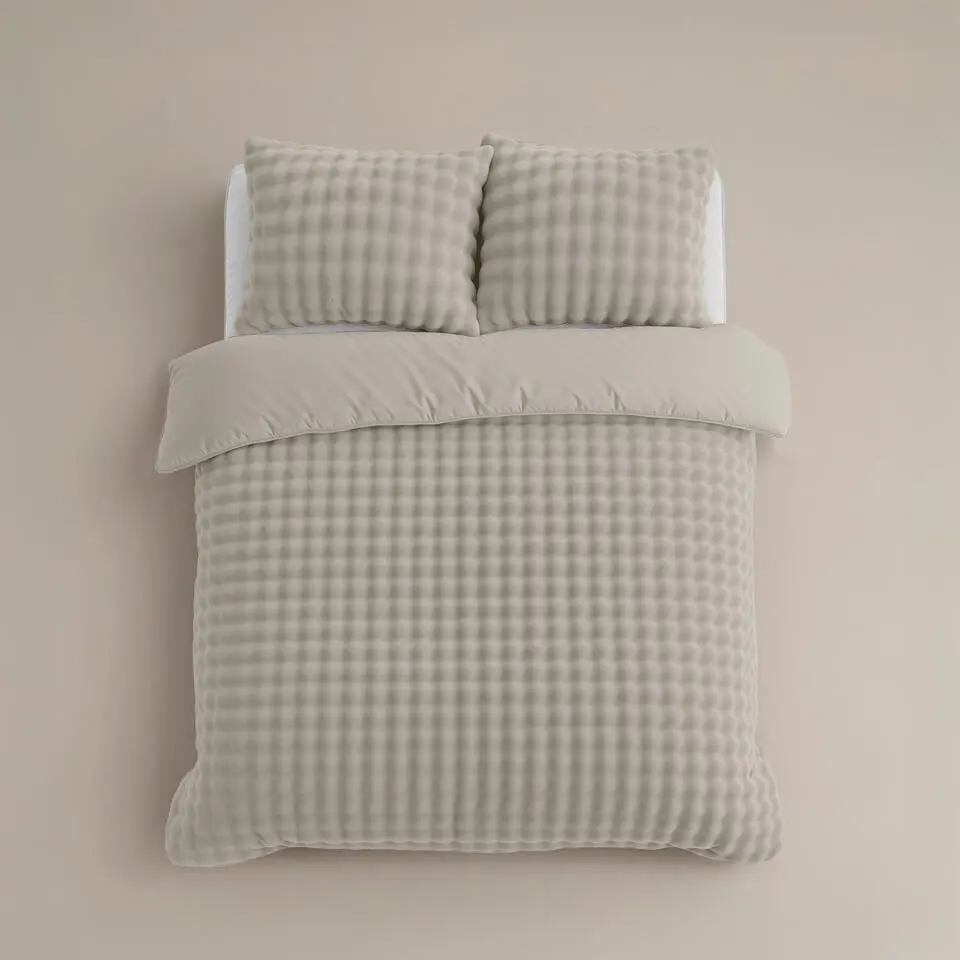 Dekbedovertrek 140x220 – Pompom Design & Warm Flanel Fleece - Beige