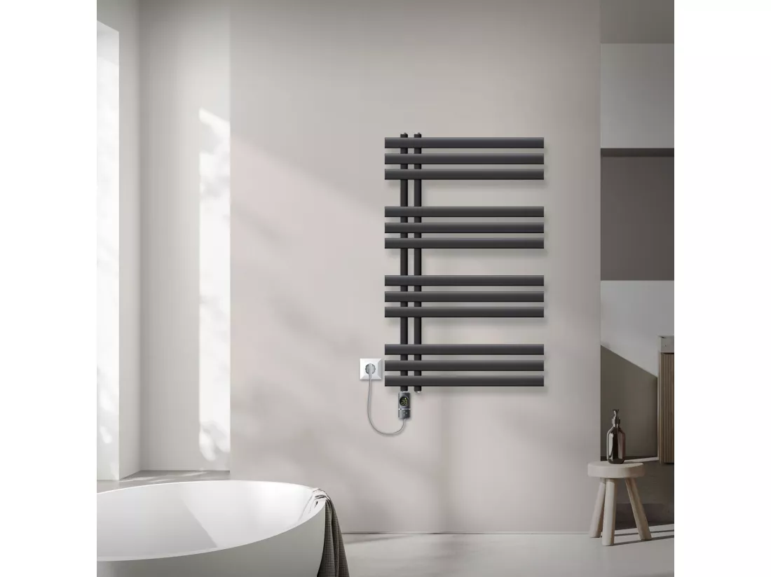 Iron EM radiateur sèche-serviettes anthracite 60x100 cm élément chauffant 300W