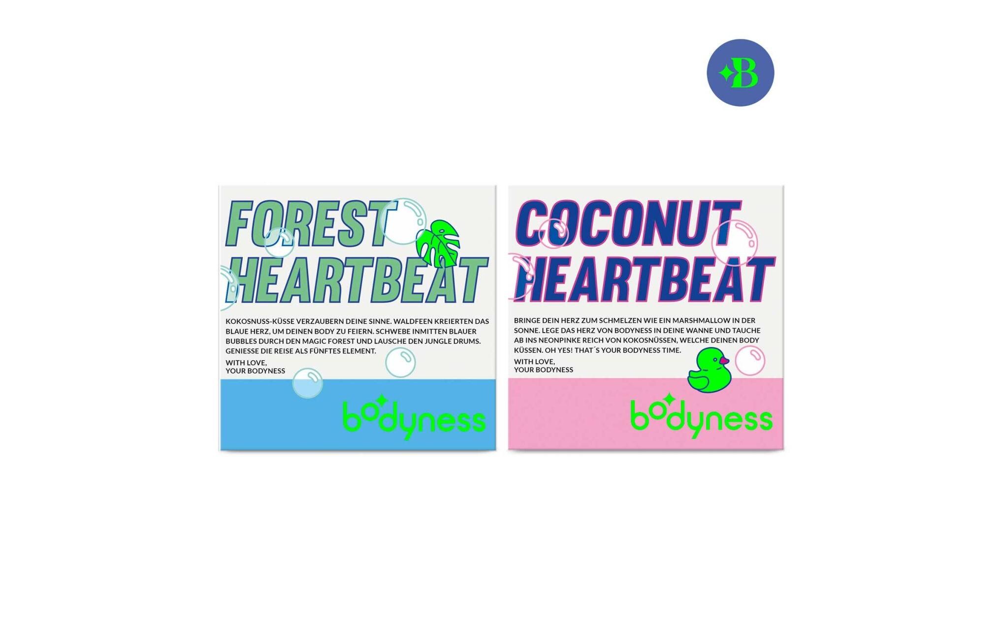 Bodyness Badeherz 1 Stück, assortiertHerzförmige Badebombe mit Marshmallow und Kokosduft