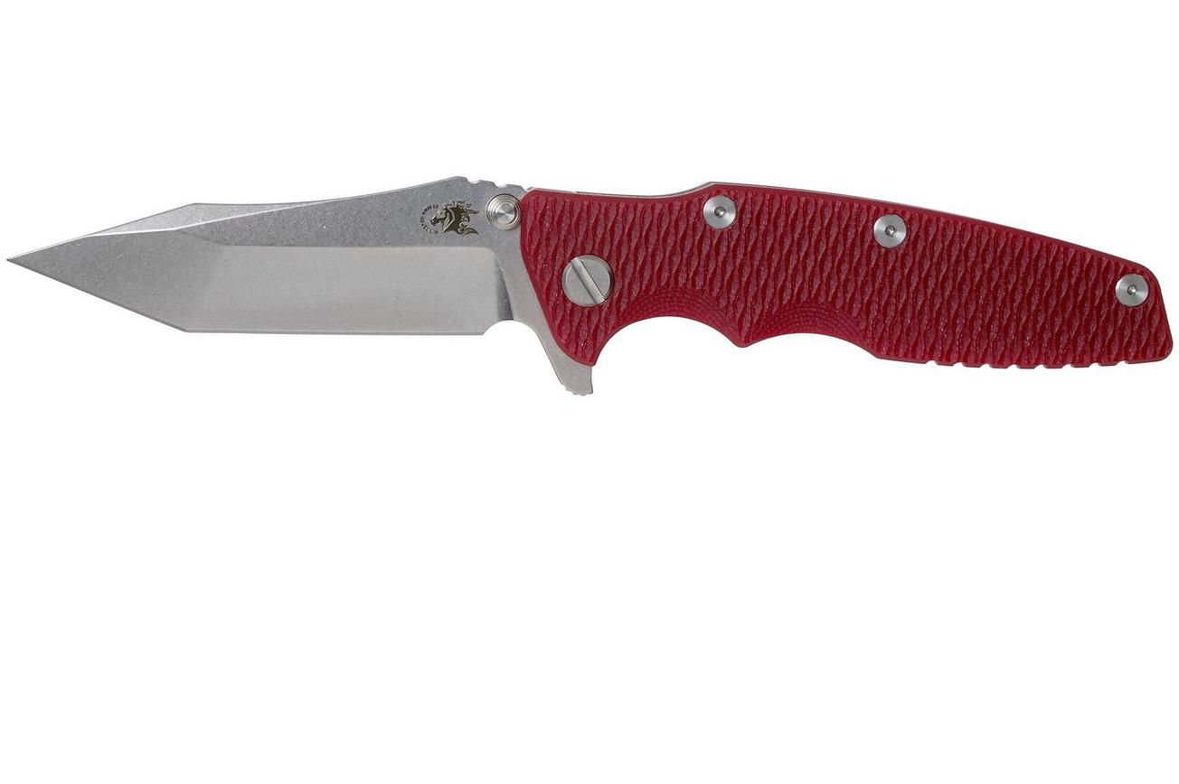 Rick Hinderer Eklipse 3.5” Tanto, CPM 20CV Stonewashed, Red G10 zakmes