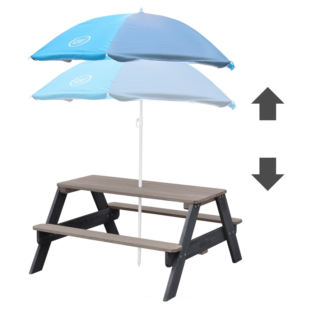 Axi nick table pique nique avec parasol anthracite / gris